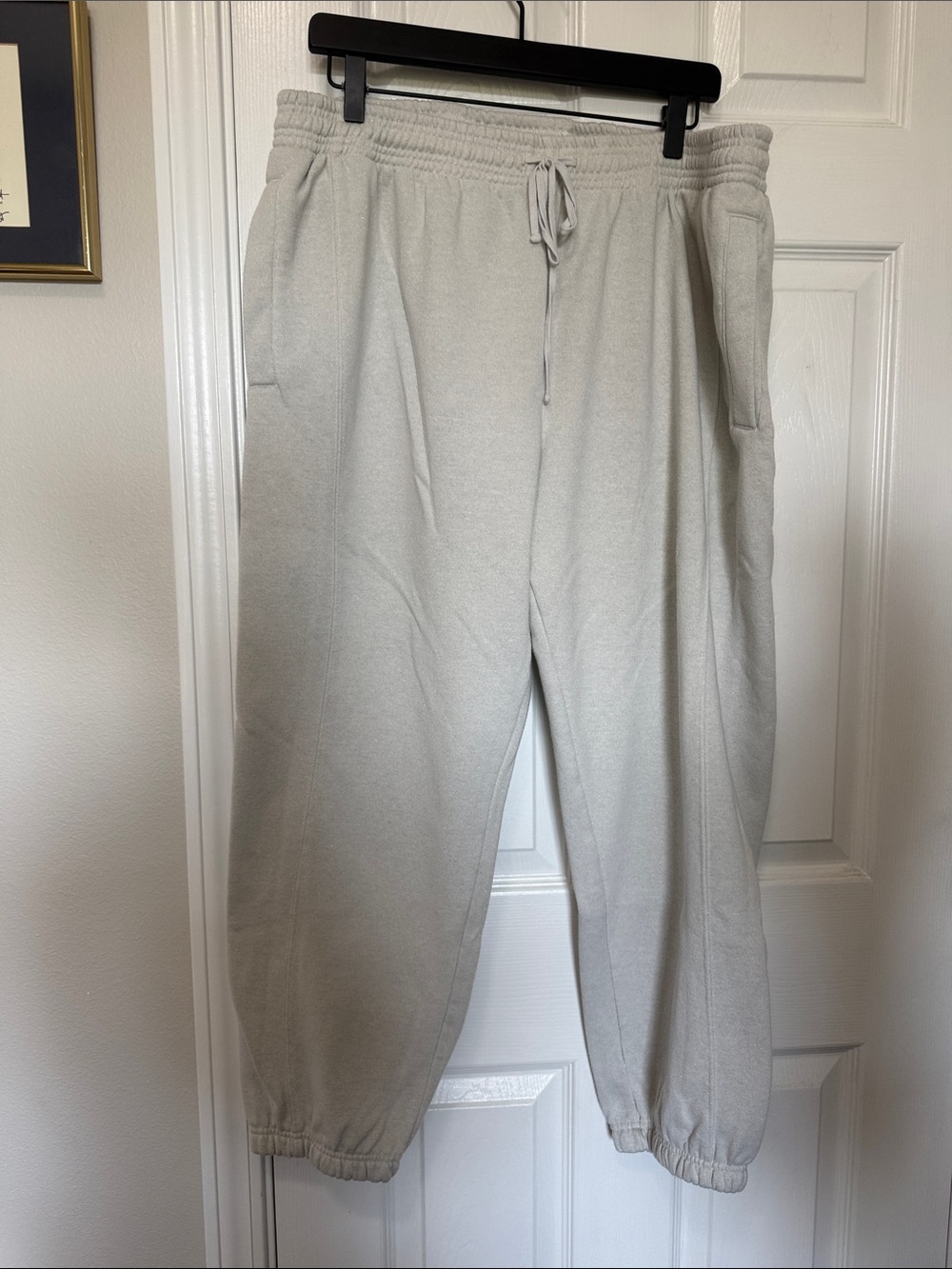 Anthropologie Daily Practice Cream Sparkle Maroon Drawstring Sweatpants Sz Lg